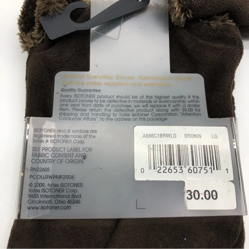Isotoner Brushed‎ Microfiber Gloves Brown Womens Large NWT - Picture 4 of 8